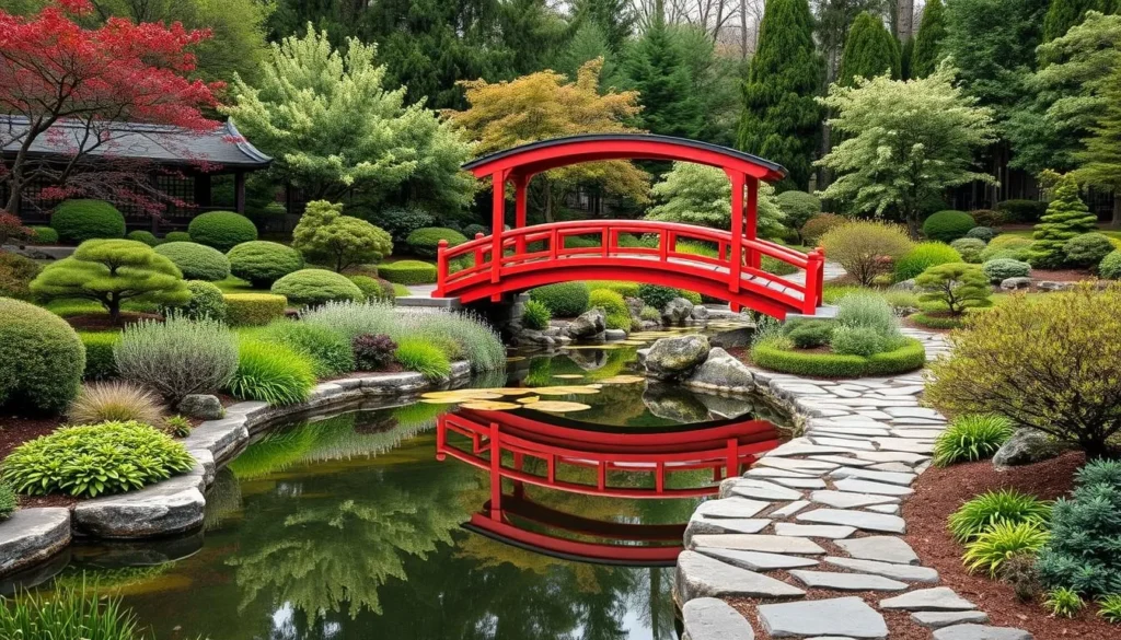 Japanese garden section at Sarah P. Duke Gardens in Durham North Carolina Japanese garden section at Sarah P. Duke Gardens in Durham North Carolina