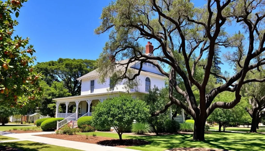 John Muir National Historic Site in Martinez, Contra Costa County showing the preserved Victorian home surrounded by fruit trees John Muir National Historic Site in Martinez, Contra Costa County showing the preserved Victorian home surrounded by fruit trees