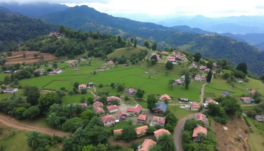 Kasai Region landscape with traditional villages and lush greenery