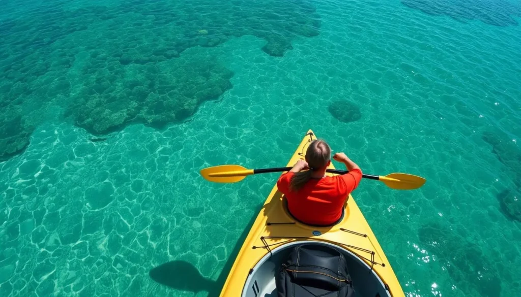 Kayaking in the clear waters of St. Joseph Bay in Gulf County Florida Kayaking in the clear waters of St. Joseph Bay in Gulf County Florida