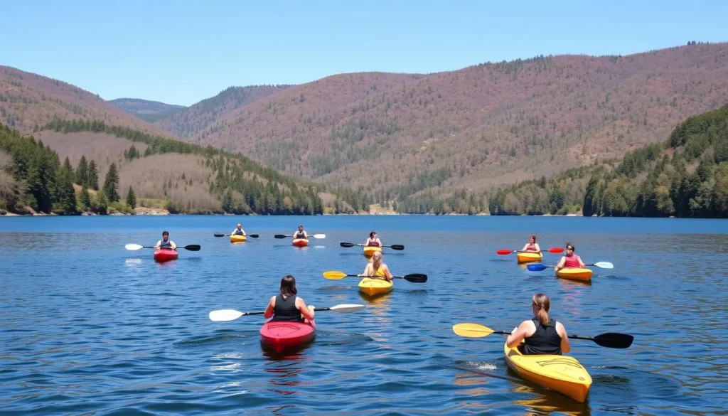 Kayaking on Allegheny Reservoir in Allegheny National Forest, Pennsylvania Kayaking on Allegheny Reservoir in Allegheny National Forest, Pennsylvania