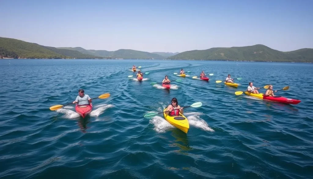 Kayaking on Canandaigua Lake in Ontario County, New York Kayaking on Canandaigua Lake in Ontario County, New York