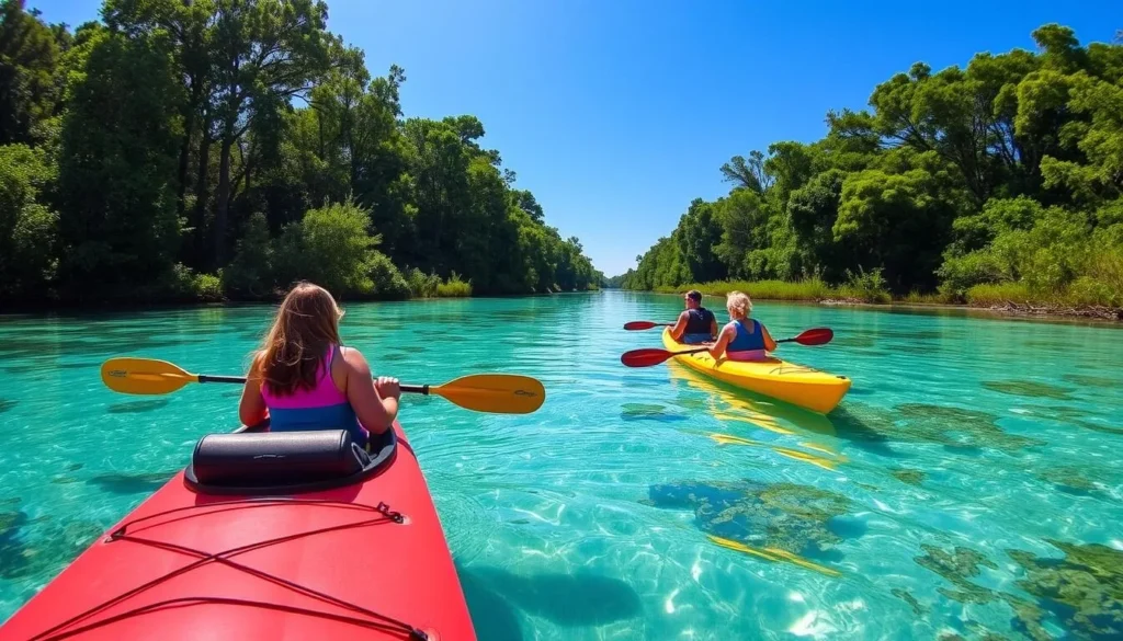 Kayaking on Rainbow River in Marion County Florida Kayaking on Rainbow River in Marion County Florida