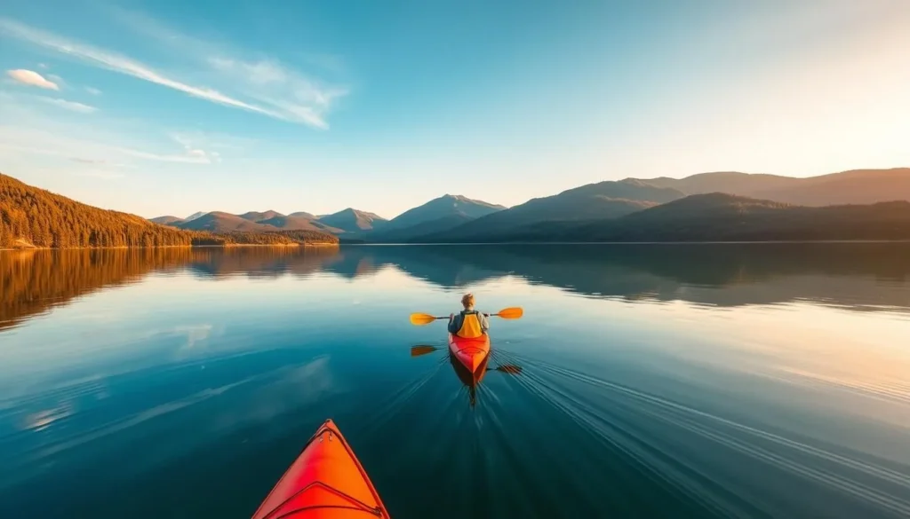 Kayaking on a serene lake in Hamilton County New York things to do Kayaking on a serene lake in Hamilton County New York things to do