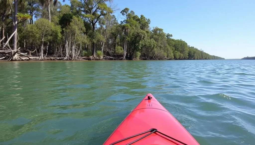 Kayaking on the Apalachicola River in Liberty County Florida with cypress trees Kayaking on the Apalachicola River in Liberty County Florida with cypress trees