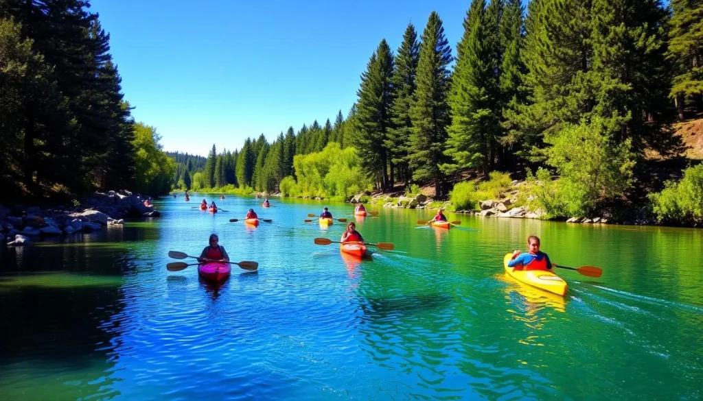 Kayaking on the Feather River in Butte County California Kayaking on the Feather River in Butte County California