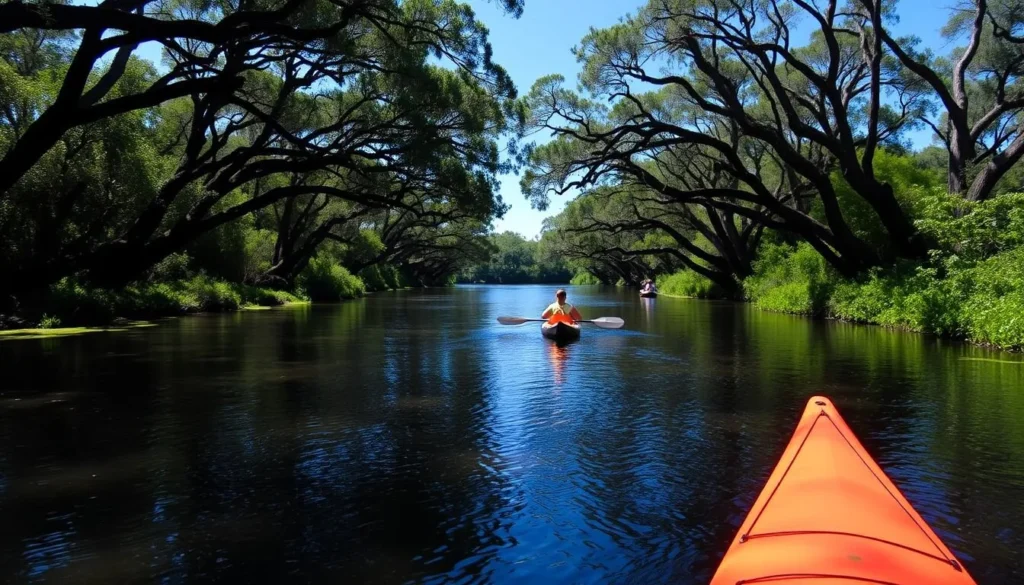 Kayaking on the scenic St. Mary's River in Baker County Florida Kayaking on the scenic St. Mary's River in Baker County Florida