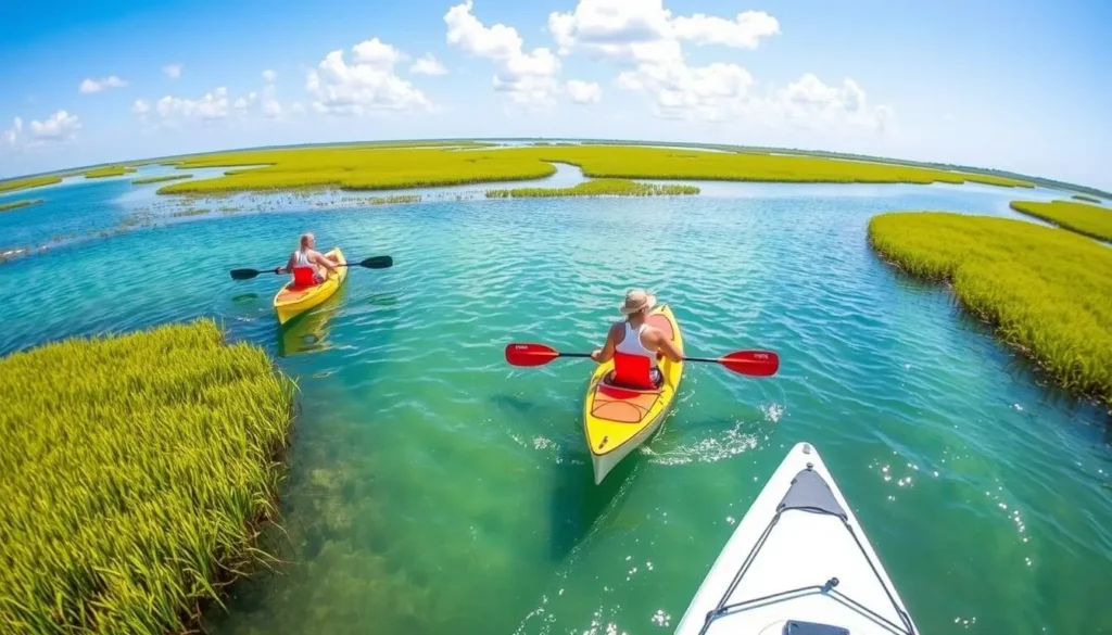 Kayaking through salt marshes in Duval County, Florida Kayaking through salt marshes in Duval County, Florida
