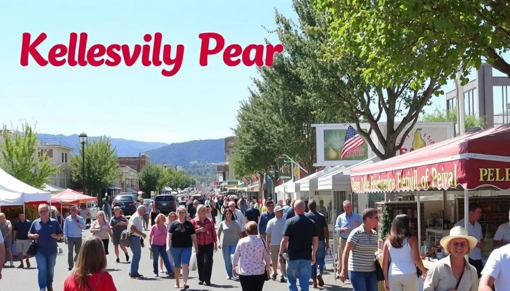 Kelseyville Pear Festival with vendors, visitors, and pear-themed displays Kelseyville Pear Festival with vendors, visitors, and pear-themed displays