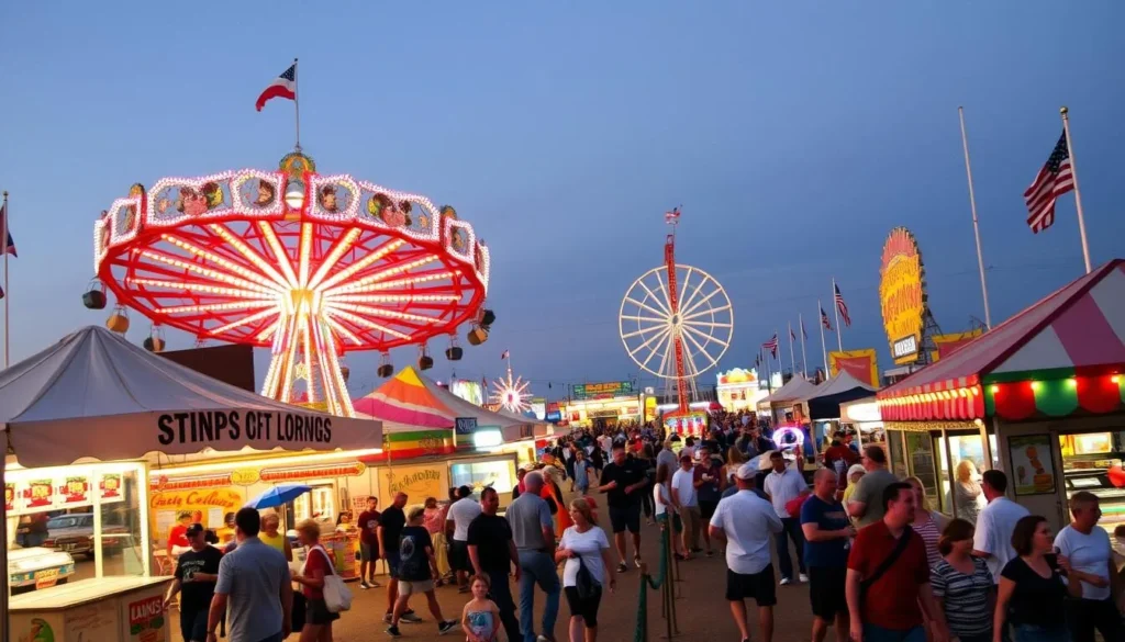 Kings County Fair with carnival rides and agricultural exhibits in California Kings County Fair with carnival rides and agricultural exhibits in California