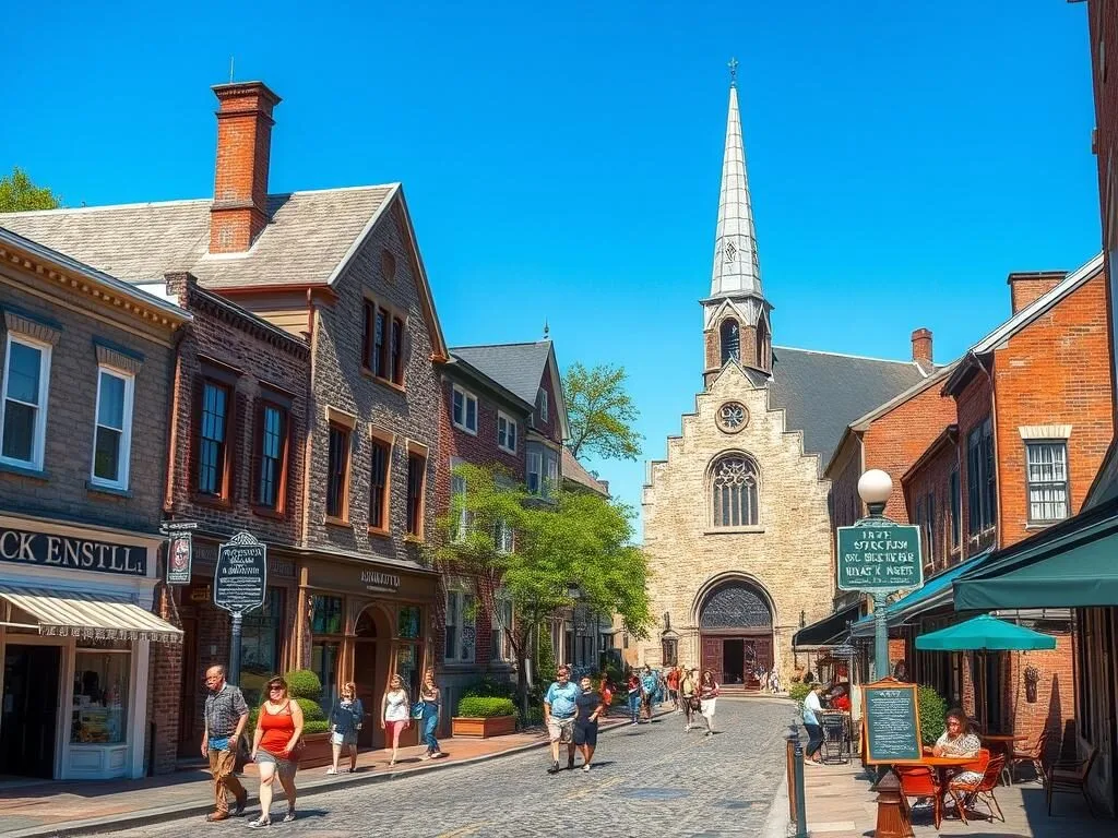 Kingston's historic Stockade District with colonial architecture Kingston's historic Stockade District with colonial architecture