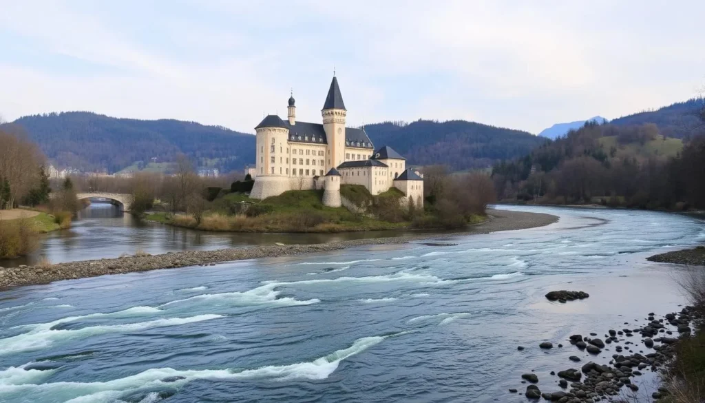 Kyburg Castle perched above the Töss River