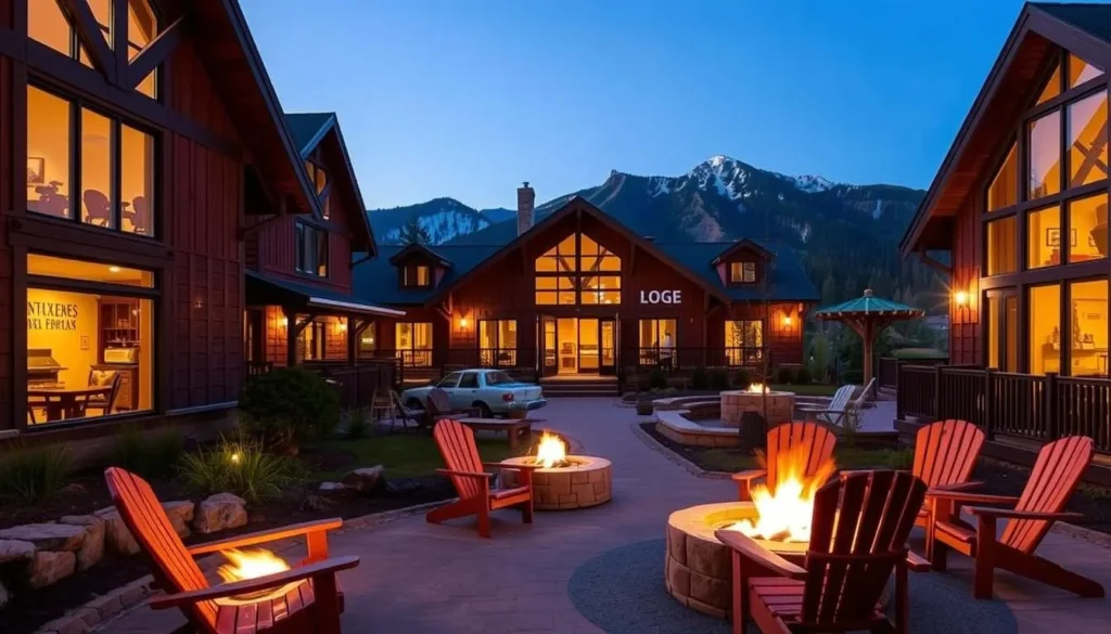 LOGE Camp Hotel in Mount Shasta with mountain views and outdoor fire pits in Shasta County California LOGE Camp Hotel in Mount Shasta with mountain views and outdoor fire pits in Shasta County California