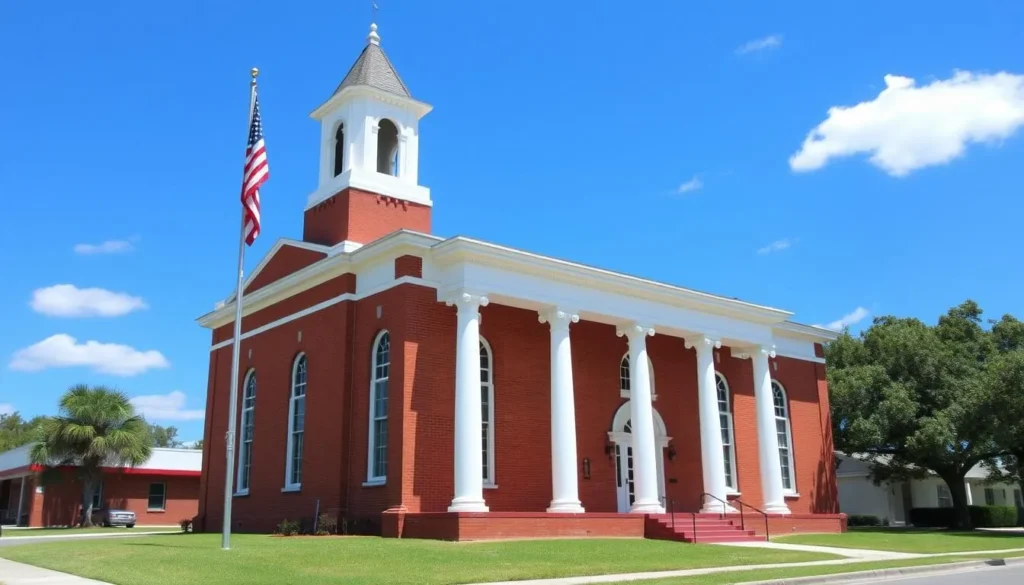Lafayette County Courthouse in Mayo, Florida with American flag Lafayette County Courthouse in Mayo, Florida with American flag