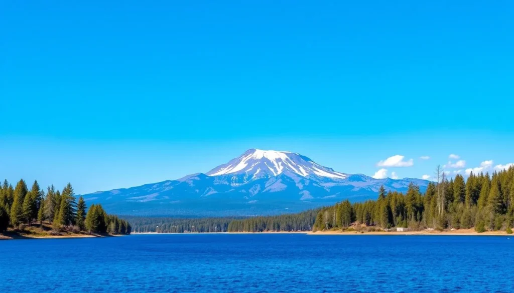 Lake Almanor in Plumas County California with Lassen Peak in the background