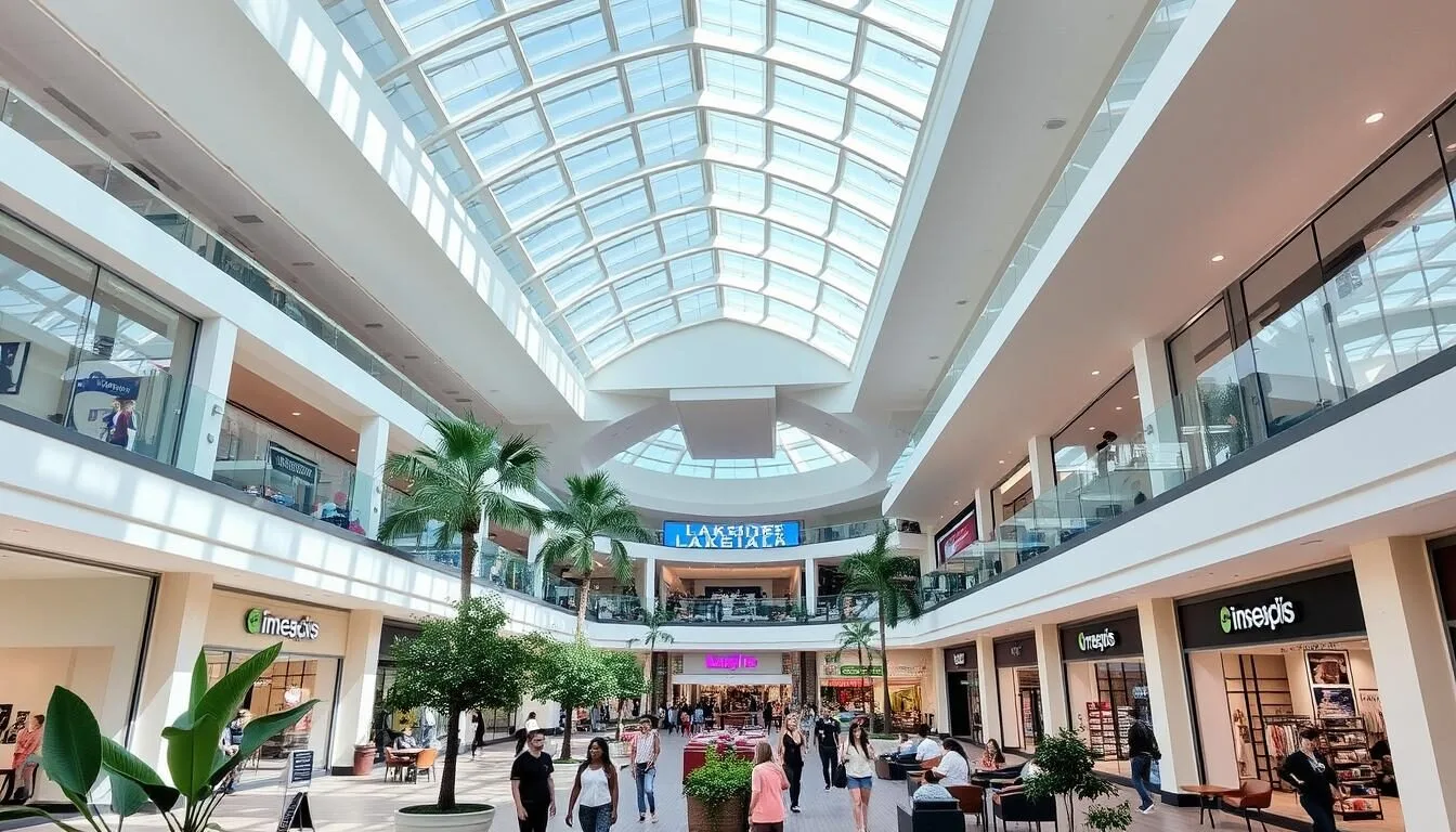 Lakeside Shopping Center in Metairie with modern architecture and shoppers
