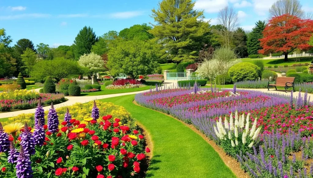 Landis Arboretum gardens with flowering plants and walking paths Landis Arboretum gardens with flowering plants and walking paths