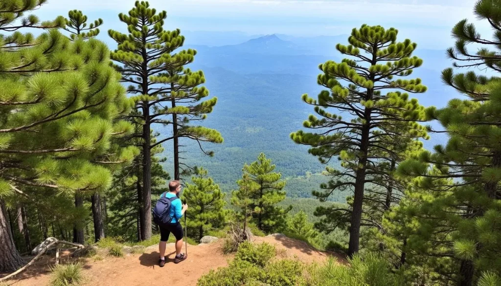 Lang Biang Mountain hike with pine trees and stunning views