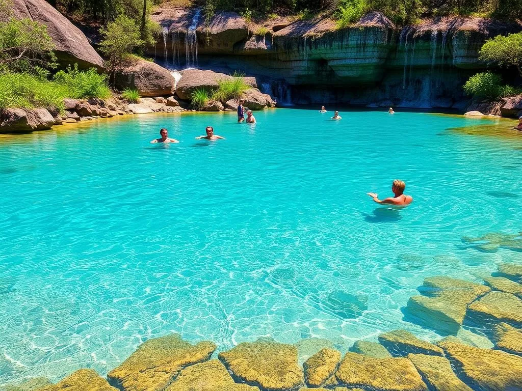 Little River Springs in Suwannee County showing the clear spring water and swimming area Little River Springs in Suwannee County showing the clear spring water and swimming area