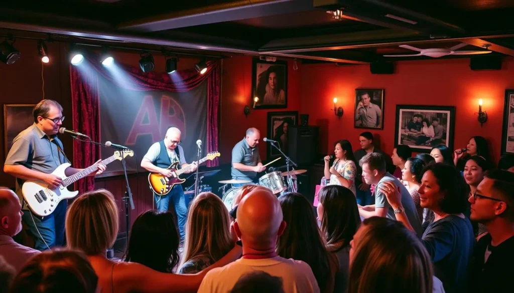 Live music performance at a local Alexandria venue with enthusiastic audience Live music performance at a local Alexandria venue with enthusiastic audience