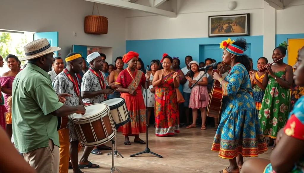 Local Anguillan cultural performance with traditional music and dance Local Anguillan cultural performance with traditional music and dance