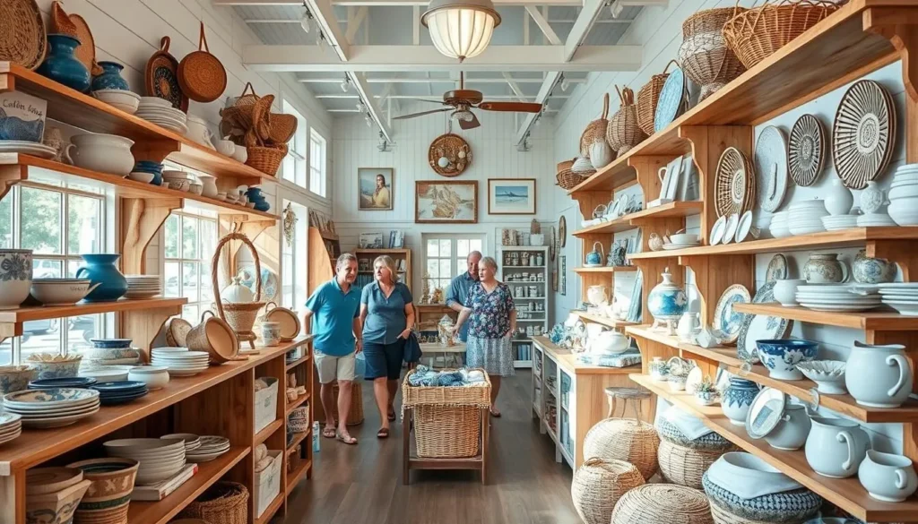 Local artisan shop on Point Island displaying handmade crafts and souvenirs Local artisan shop on Point Island displaying handmade crafts and souvenirs