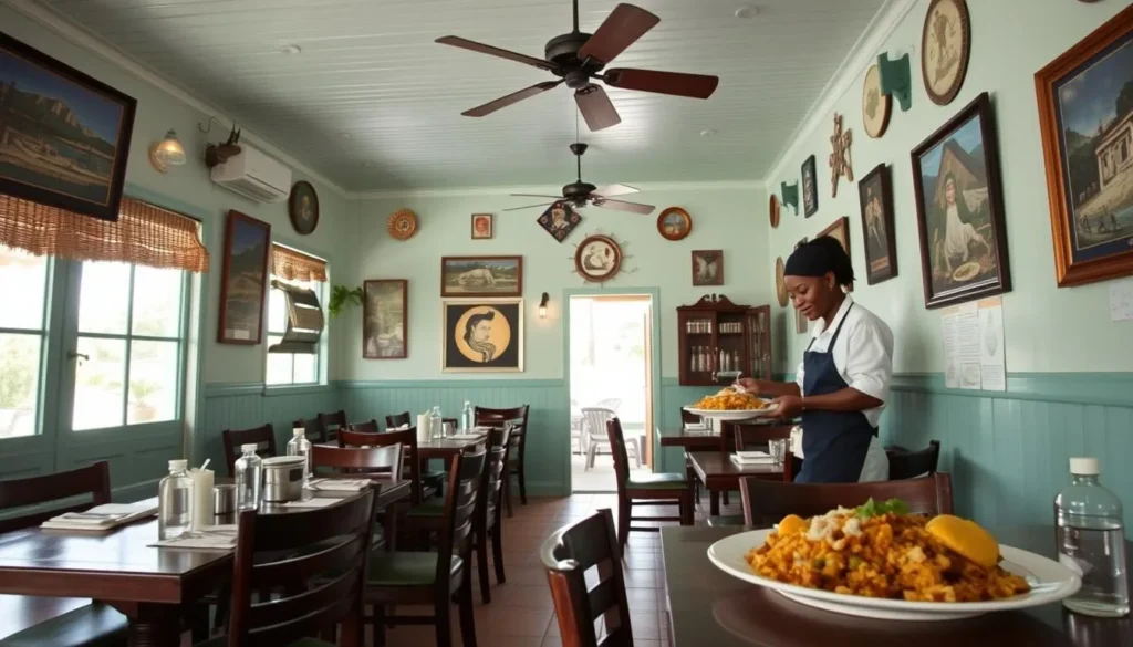 Local cuisine being served at Elite Restaurant in The Valley, Anguilla Local cuisine being served at Elite Restaurant in The Valley, Anguilla