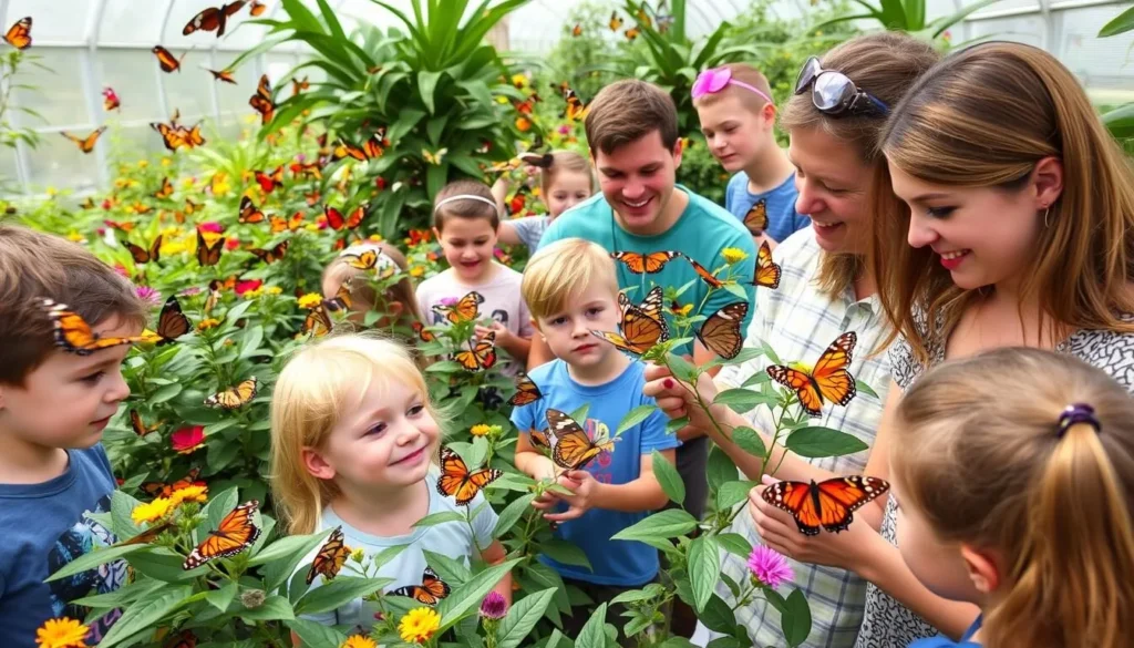 Lukas Nursery Butterfly Encounter with visitors surrounded by colorful butterflies Lukas Nursery Butterfly Encounter with visitors surrounded by colorful butterflies