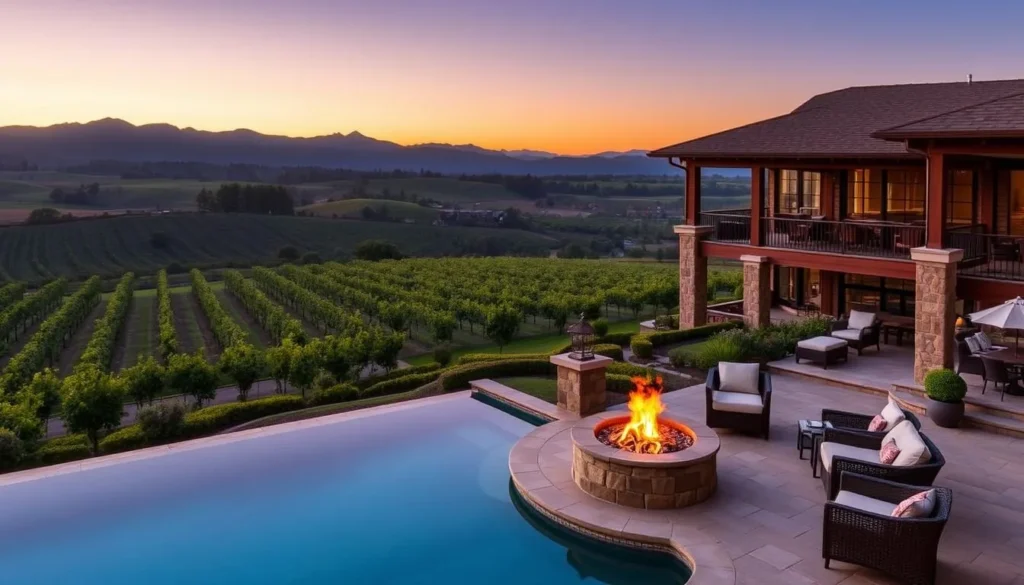 Luxury Napa Valley resort with vineyard views, pool, and outdoor seating area Luxury Napa Valley resort with vineyard views, pool, and outdoor seating area