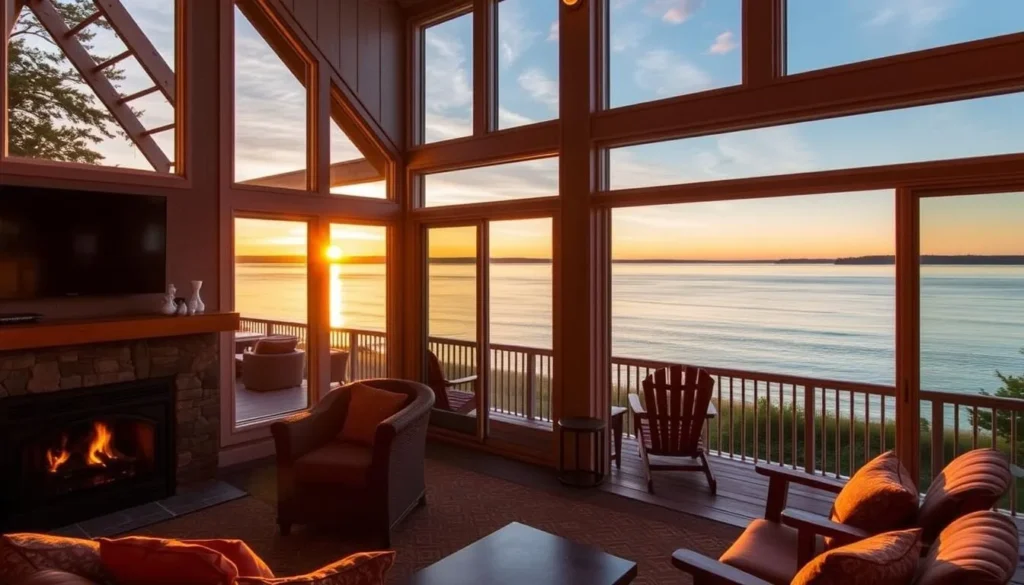 Luxury lakefront accommodation in Charlevoix with views of Lake Michigan at sunset Luxury lakefront accommodation in Charlevoix with views of Lake Michigan at sunset