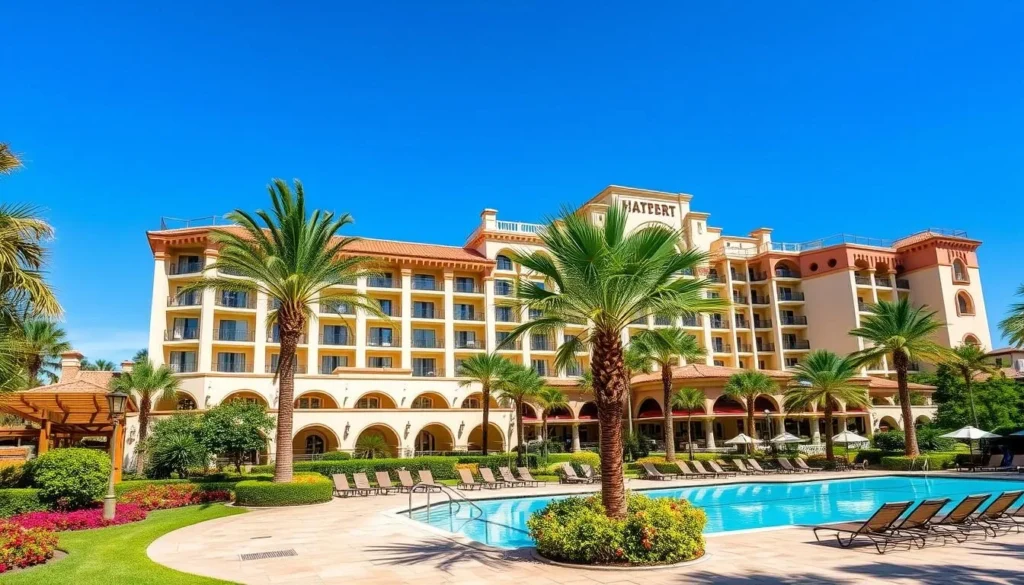 Luxury resort hotel in Orange County Florida with pool and palm trees Luxury resort hotel in Orange County Florida with pool and palm trees