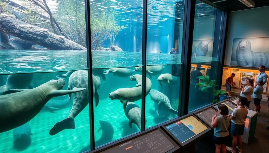Manatee rehabilitation habitat at The Bishop Museum of Science and Nature in Manatee County Florida Manatee rehabilitation habitat at The Bishop Museum of Science and Nature in Manatee County Florida