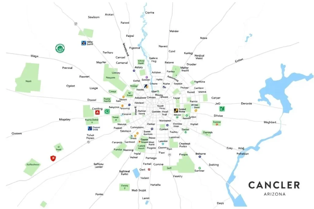 Map of Chandler Arizona showing major attractions and roads Map of Chandler Arizona showing major attractions and roads
