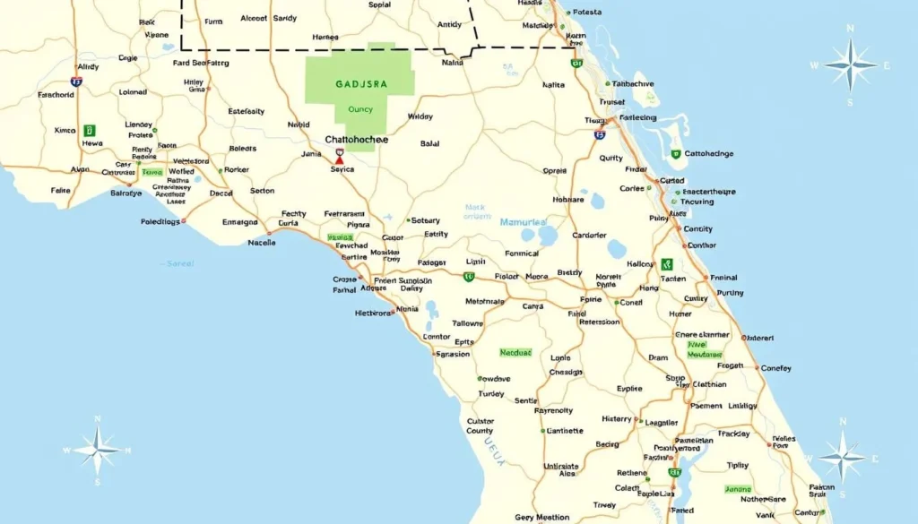 Map of Gadsden County showing main roads and attractions Map of Gadsden County showing main roads and attractions