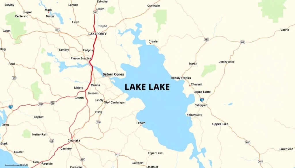 Map of Lake County California showing Clear Lake and surrounding communities Map of Lake County California showing Clear Lake and surrounding communities