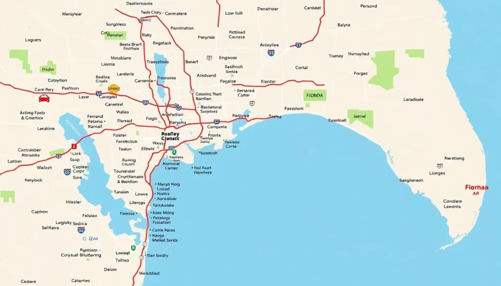 Map of Orange County Florida showing major attractions and transportation routes Map of Orange County Florida showing major attractions and transportation routes