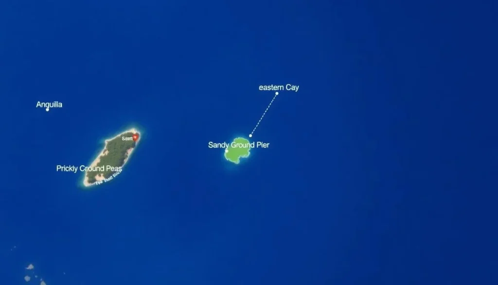 Map showing Prickly Pear Island location relative to Anguilla mainland Map showing Prickly Pear Island location relative to Anguilla mainland
