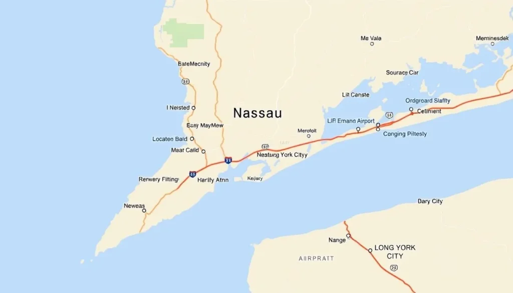 Map showing how to get to Nassau County New York things to do Map showing how to get to Nassau County New York things to do