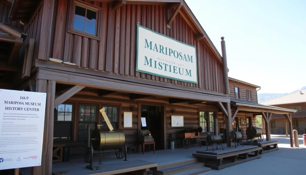 Mariposa Museum and History Center with historic mining equipment display Mariposa Museum and History Center with historic mining equipment display