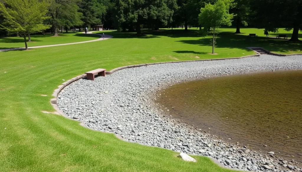 Maxwell Place Park with its pebble beach and grassy areas