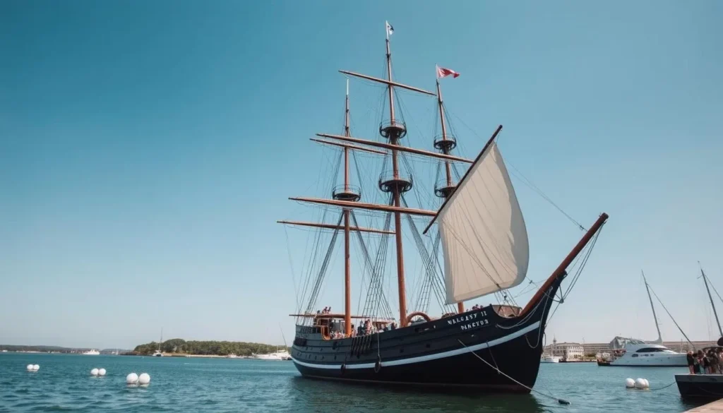 Mayflower II full-scale reproduction ship in Plymouth Harbor Massachusetts Mayflower II full-scale reproduction ship in Plymouth Harbor Massachusetts