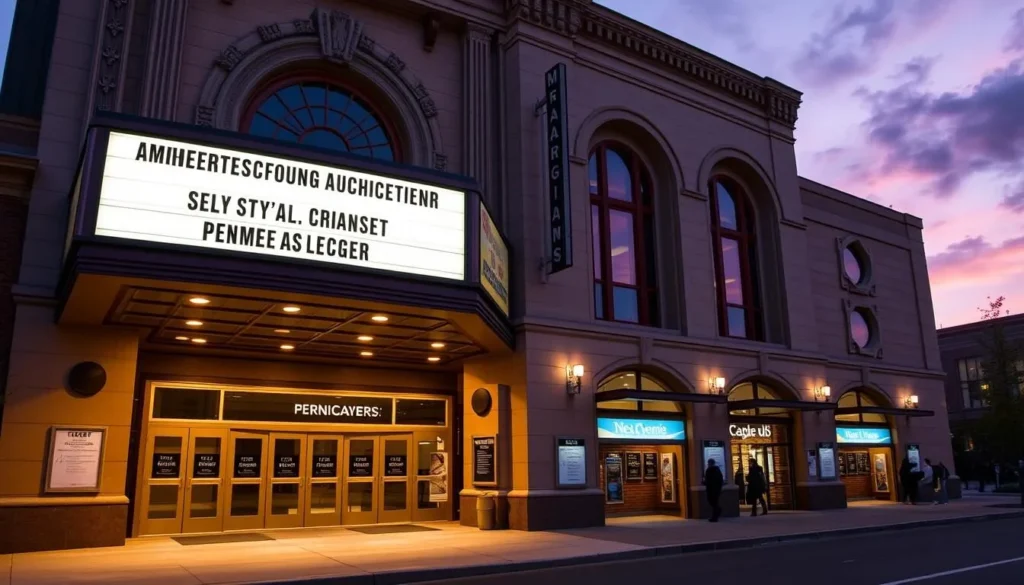 Mayo Performing Arts Center facade with marquee displaying upcoming performances Mayo Performing Arts Center facade with marquee displaying upcoming performances