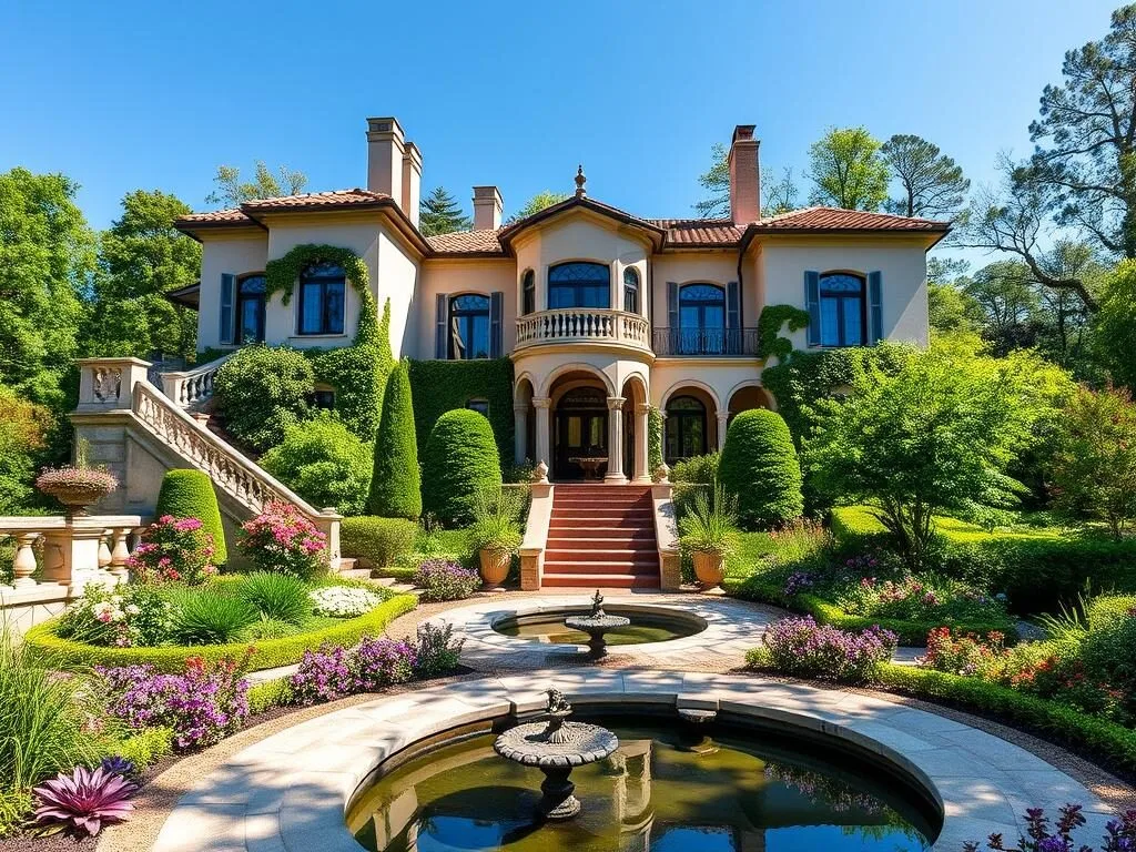 Mediterranean-style Van Vleck House with surrounding gardens in Montclair, New Jersey Mediterranean-style Van Vleck House with surrounding gardens in Montclair, New Jersey