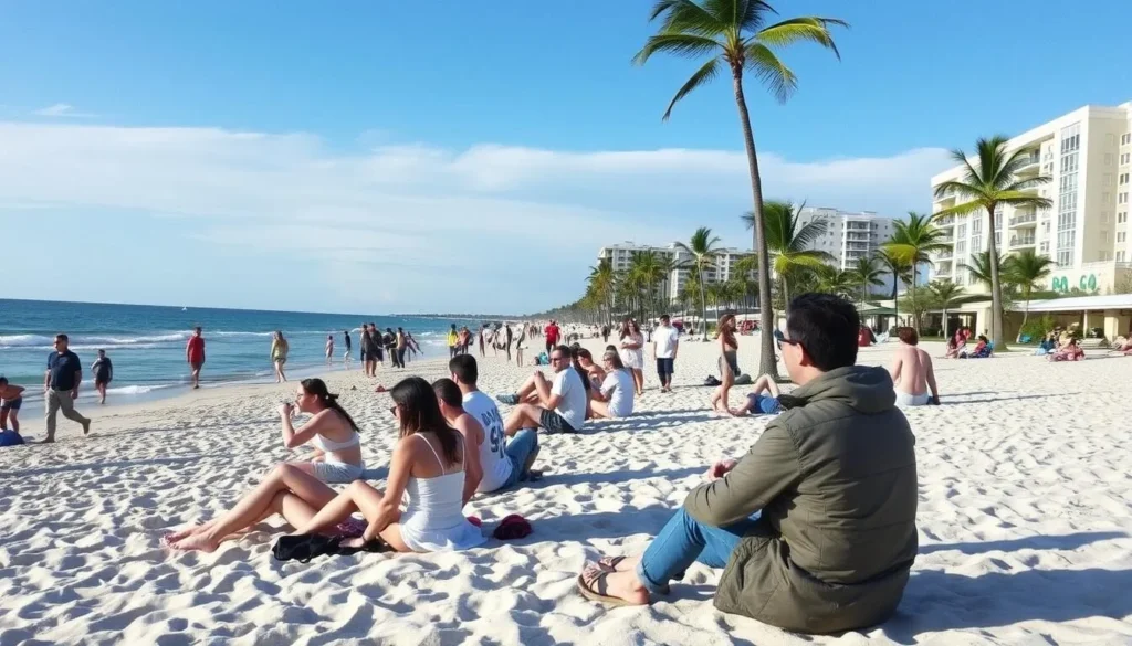 Miami beach scene during winter showing perfect weather for Miami Florida best things to do Miami beach scene during winter showing perfect weather for Miami Florida best things to do