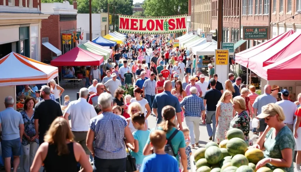 Milan Melon Festival celebration with crowds enjoying Milan, Ohio things to do during the event