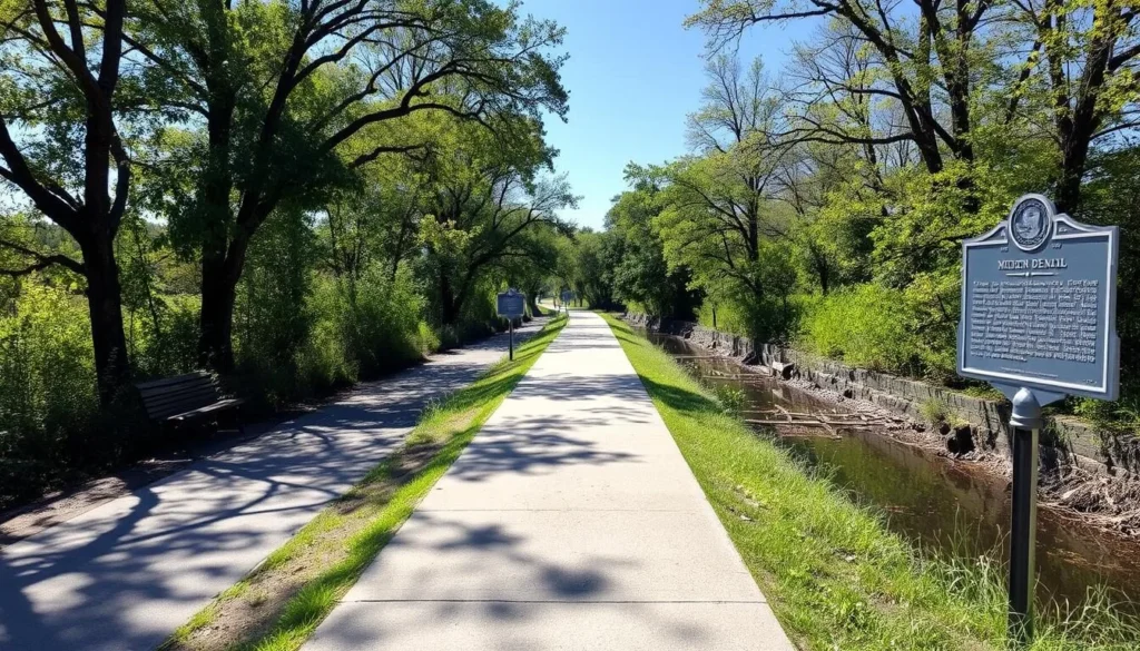 Milan Towpath MetroPark with historical markers about Milan, Ohio things to do in the past