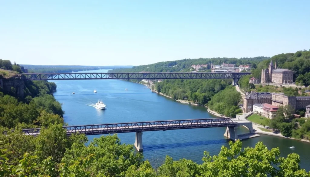 Mississippi River bridge connecting Marquette Iowa to Prairie du Chien Wisconsin Mississippi River bridge connecting Marquette Iowa to Prairie du Chien Wisconsin