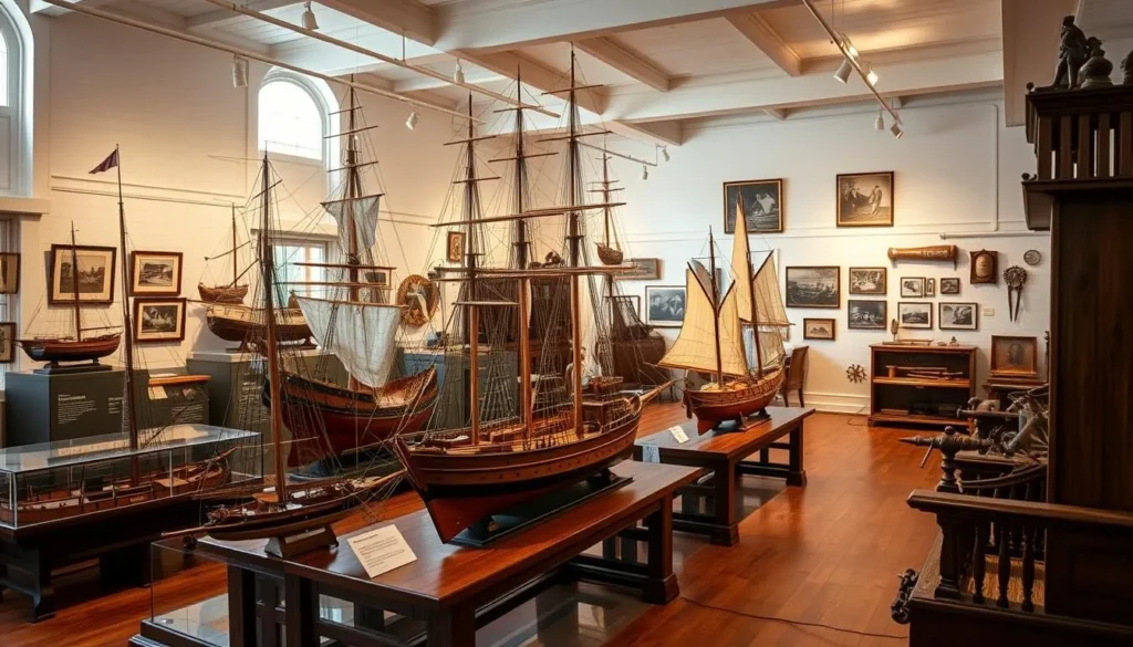 Model ships and maritime artifacts displayed in the Bethel Historic Museum showcasing the town's shipbuilding heritage Model ships and maritime artifacts displayed in the Bethel Historic Museum showcasing the town's shipbuilding heritage