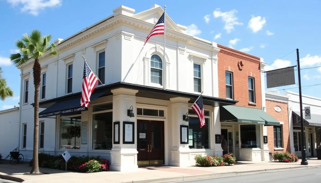 Monticello-Jefferson County Chamber of Commerce building with historic architecture Monticello-Jefferson County Chamber of Commerce building with historic architecture