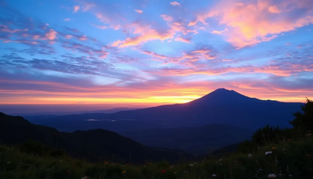 Mount Rigi panoramic view at sunrise